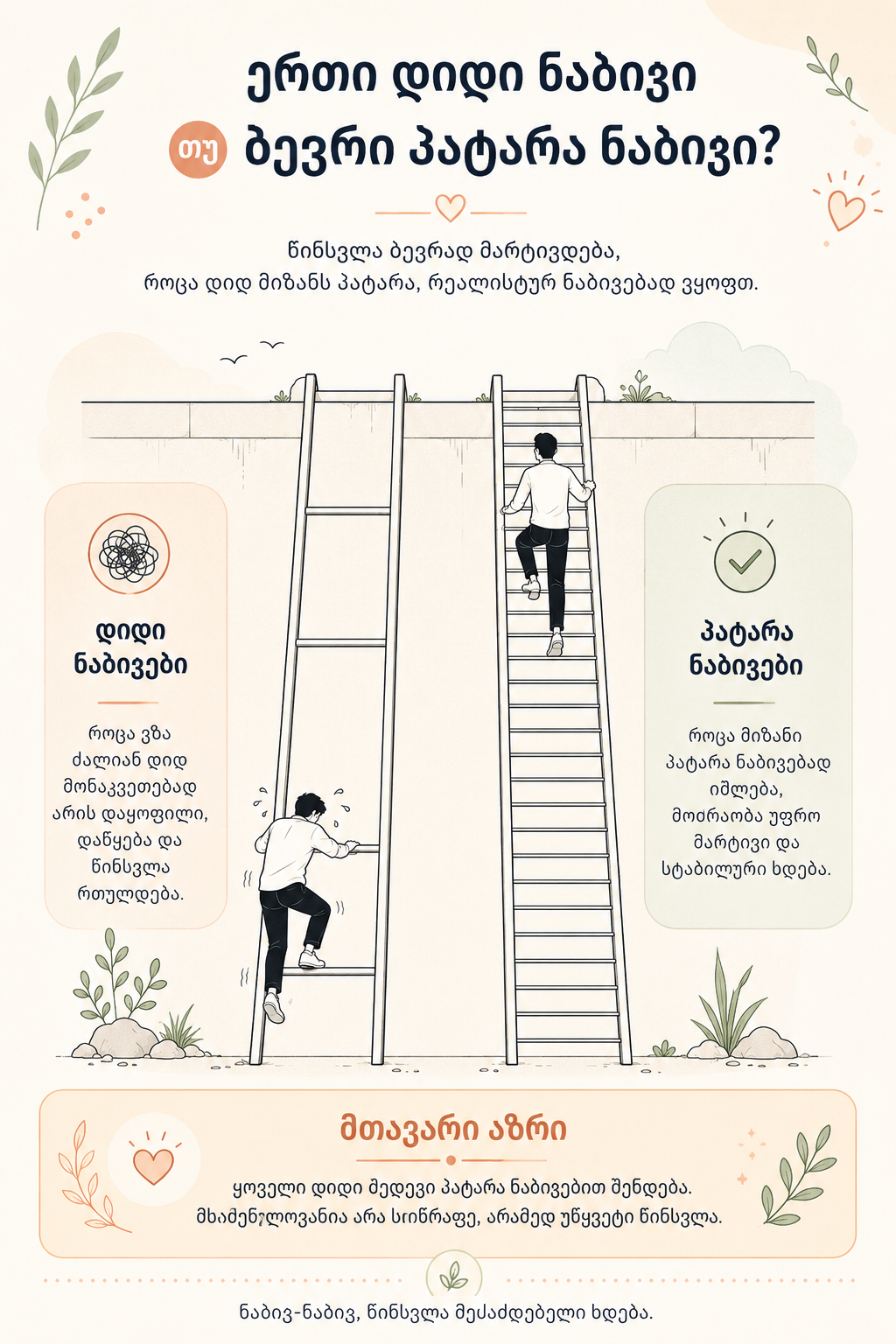 ერთი დიდი ნაბიჯი თუ ბევრი პატარა — ინფოგრაფიკა
